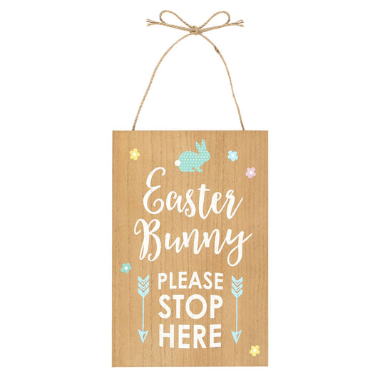 Easter Bunny Stop Here Hanging Sign Wonkey Donkey Bazaar