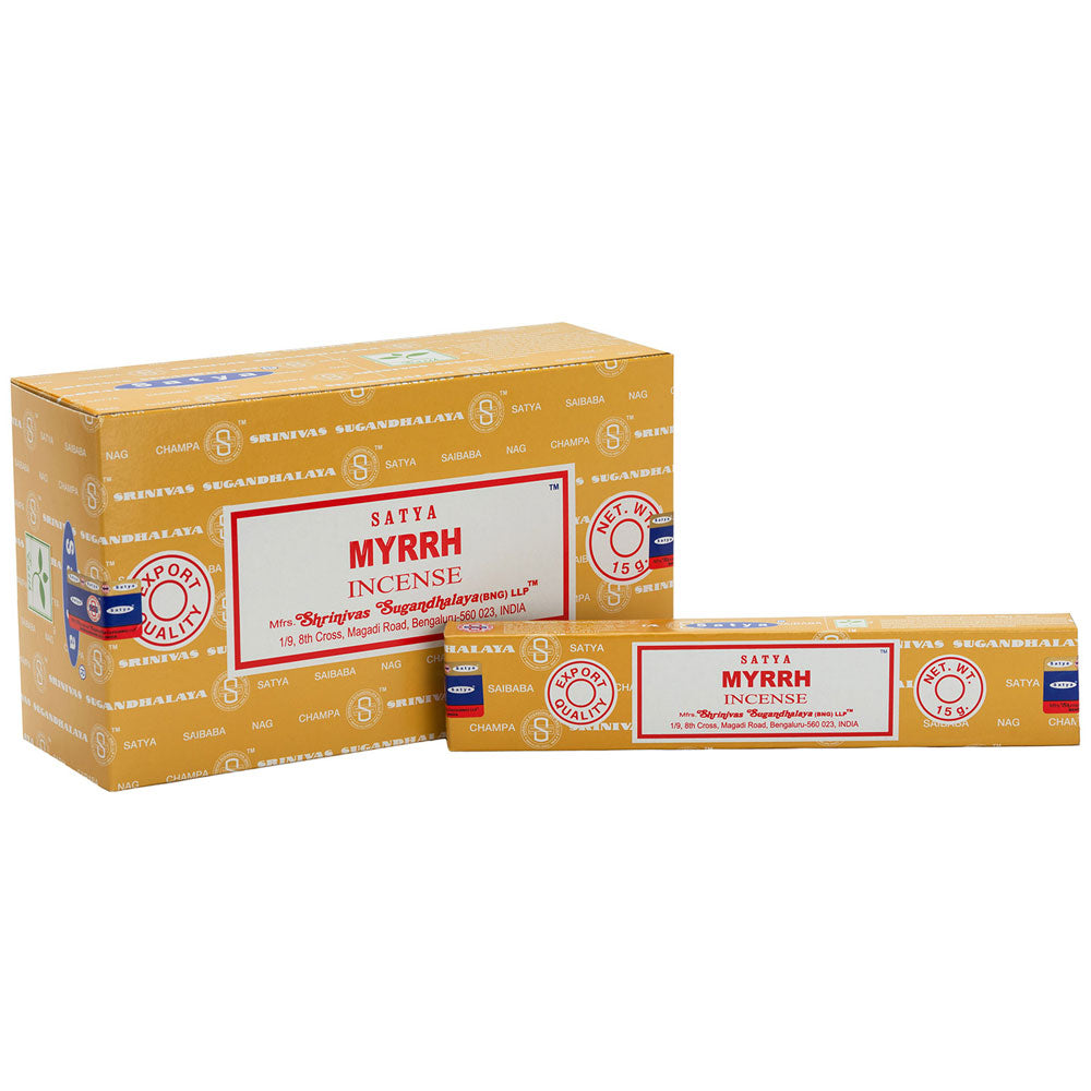 Set of 12 Packets of Myrrh Incense Sticks by Satya Wonkey Donkey Bazaar