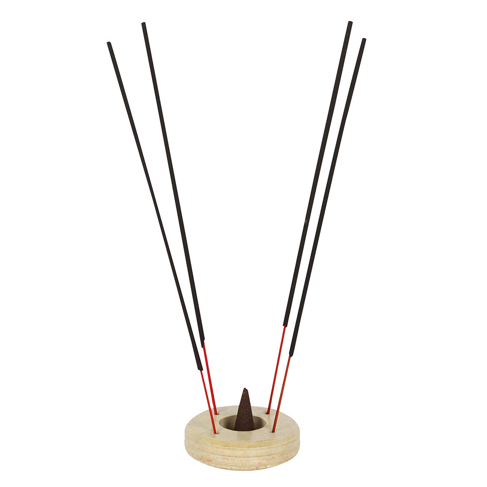 Set of 4 Round Soapstone Incense Holders Wonkey Donkey Bazaar