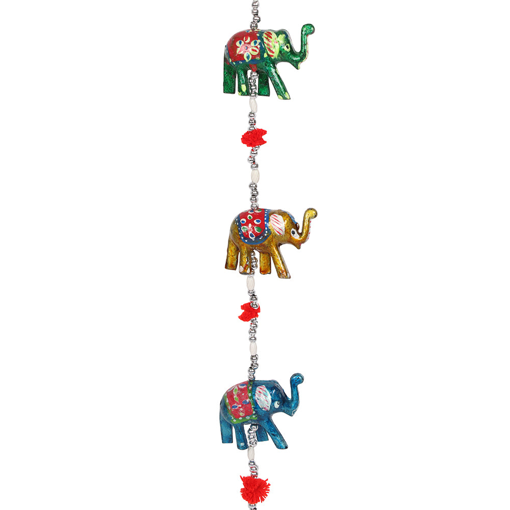 Wooden Hanging Elephant Decoration with Bell Wonkey Donkey Bazaar