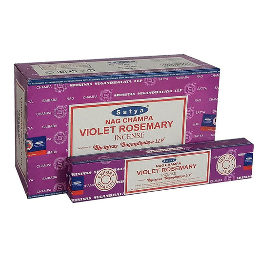 Set of 12 Packets of Violet Rosemary Incense Sticks by Satya Wonkey Donkey Bazaar