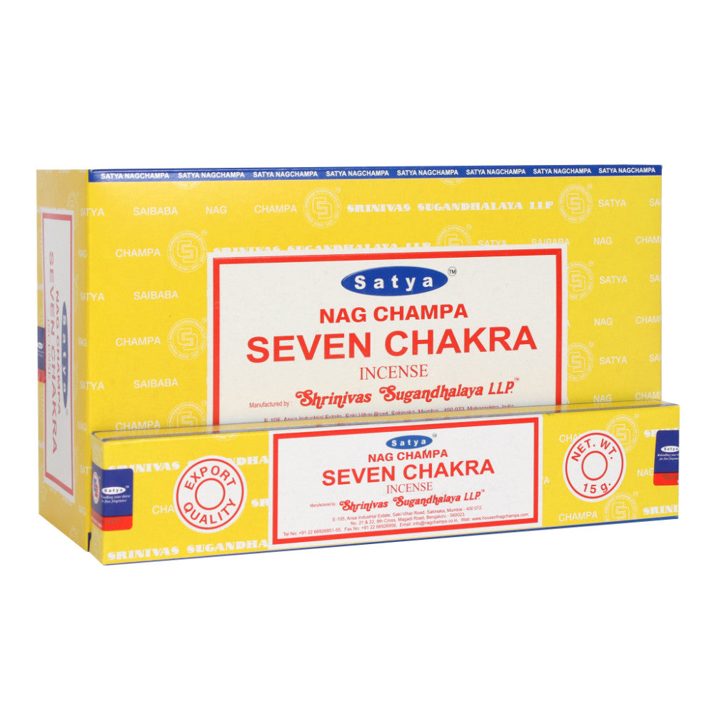 Set of 12 Packets of Seven Chakra Incense Sticks by Satya Wonkey Donkey Bazaar