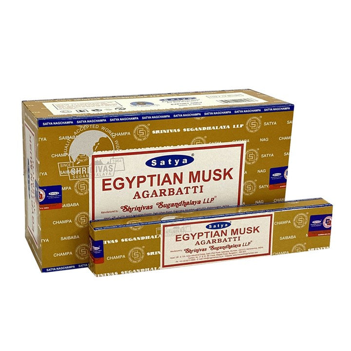 Set of 12 Packets of Egyptian Musk Incense Sticks by Satya Wonkey Donkey Bazaar