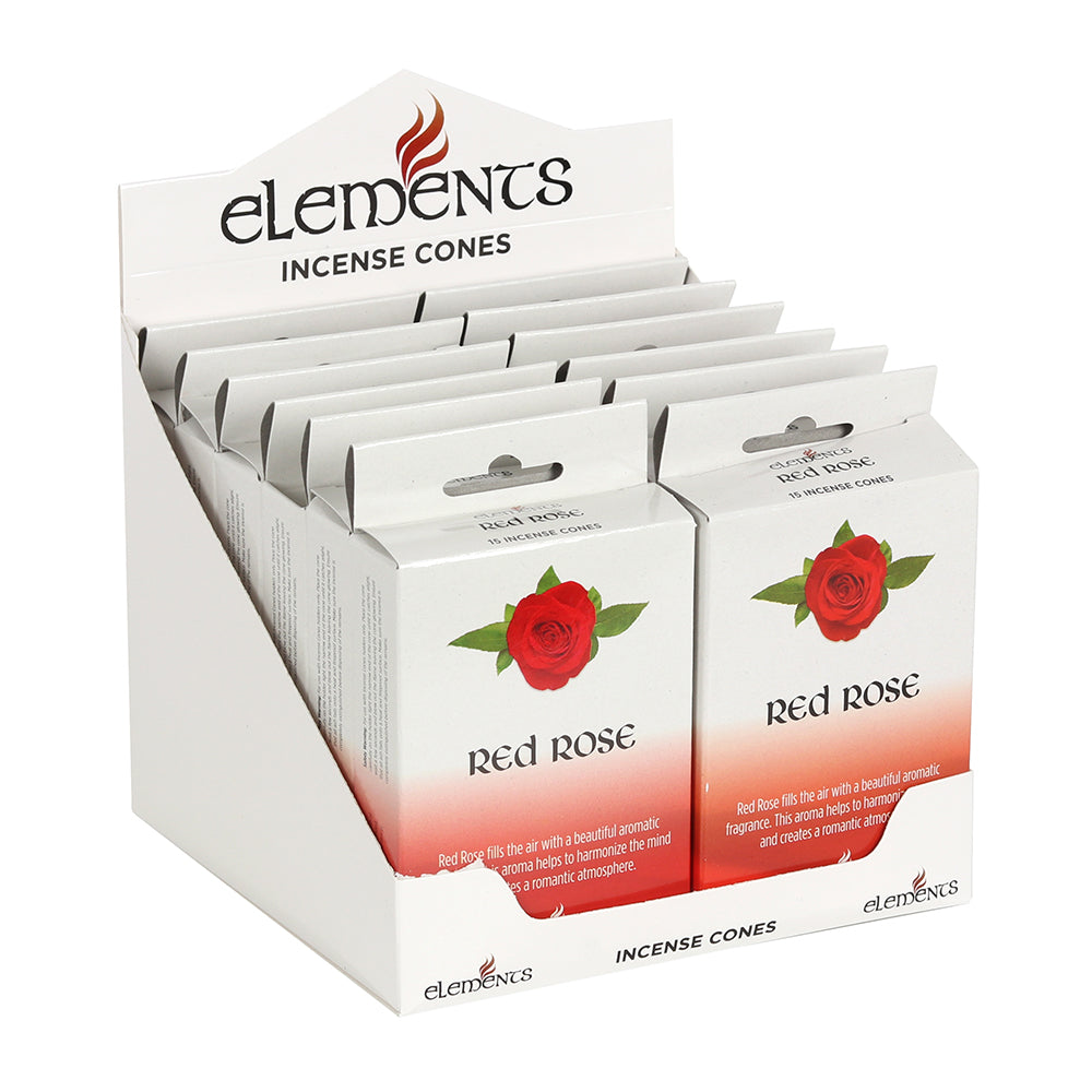 Set of 12 Packets of Elements Red Rose Incense Cones Wonkey Donkey Bazaar