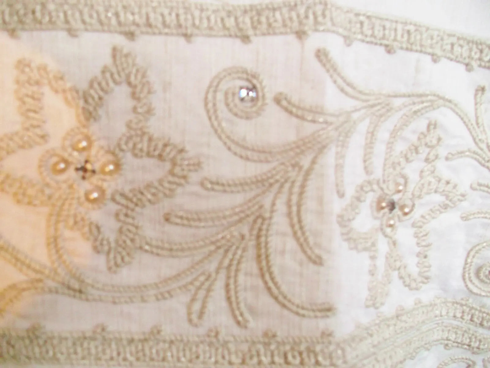 Ivory Oriental silk dress/shawl-exquisite beadwork panels-hand-crafted.Lee Delm Lee delmann England