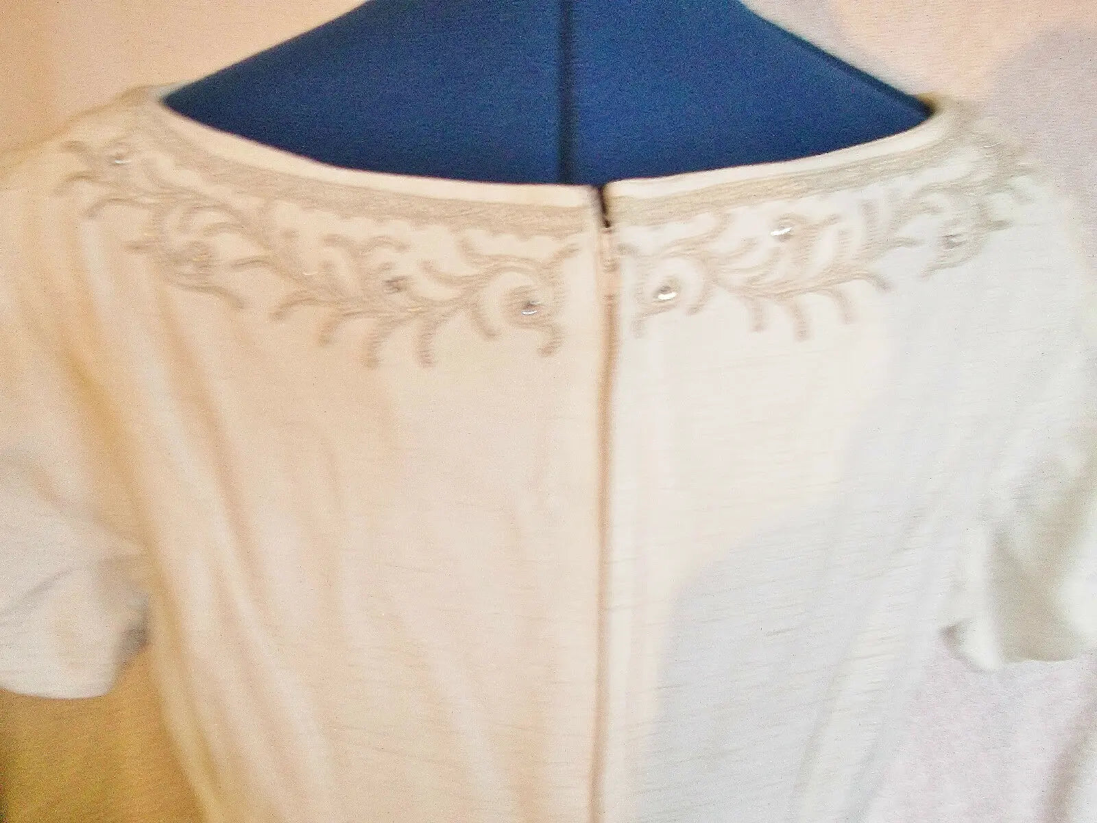 Ivory Oriental silk dress/shawl-exquisite beadwork panels-hand-crafted.Lee Delm Lee delmann England
