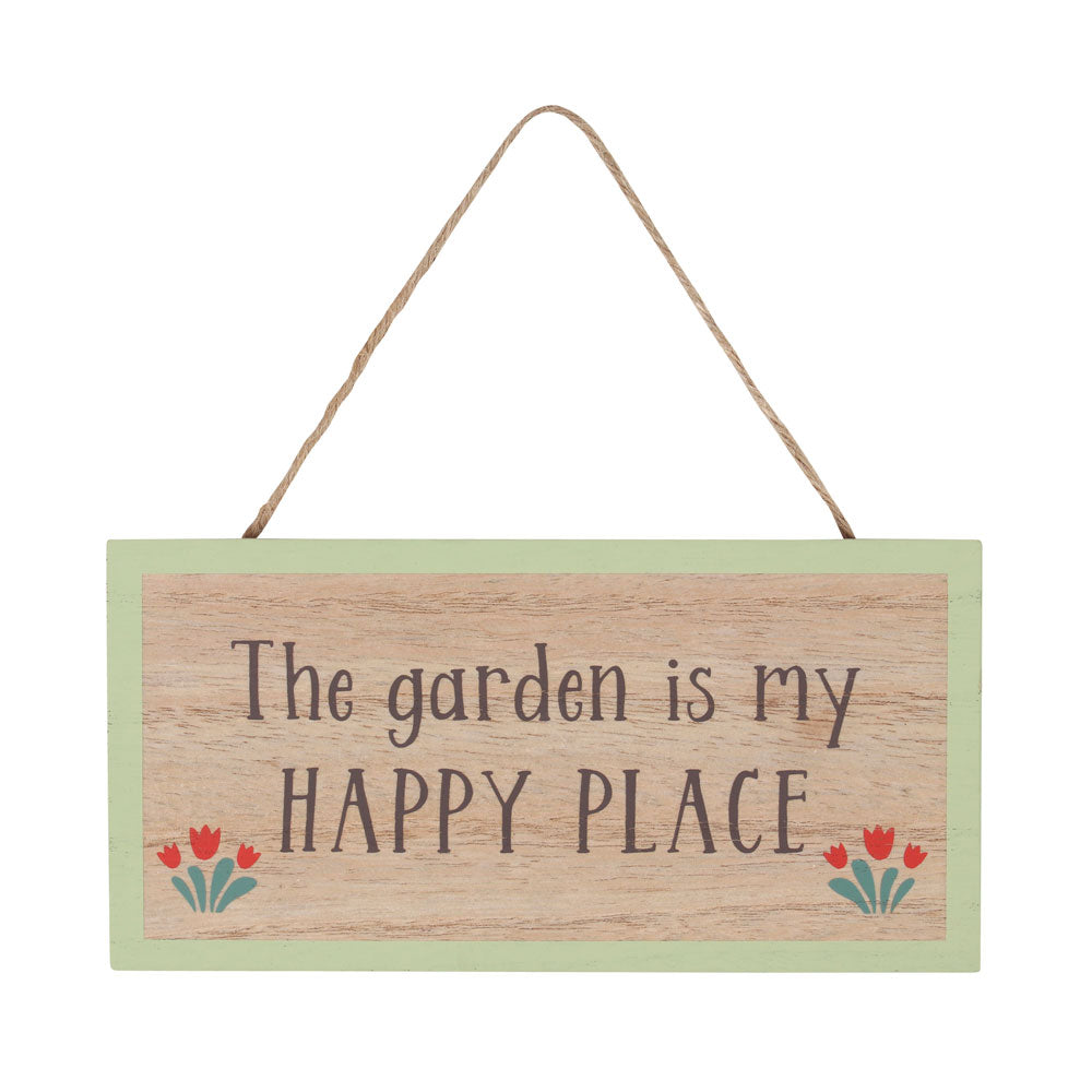 The Garden Is My Happy Place Hanging Sign Wonkey Donkey Bazaar