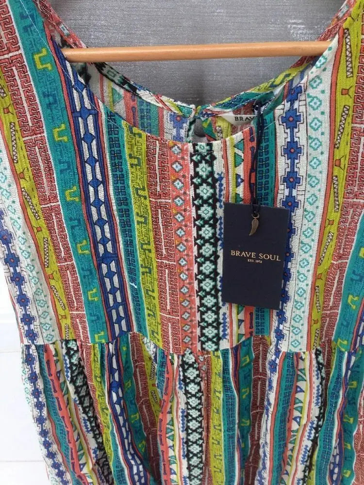 Ladies Brave Soul Mixed Pattern Summer/Beach Dress - Size Small Brave Soul