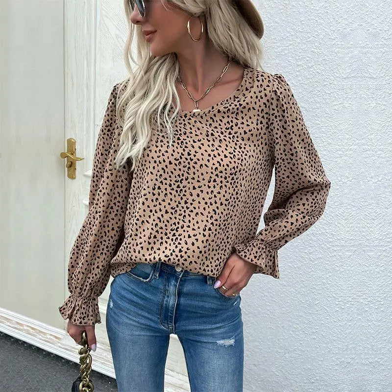 Long Sleeved Round Neck Pullover Shirt FashionExpress