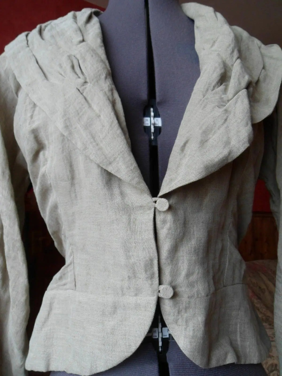 Luis Civit designer linen, steampunk bustle jacket. ivory, belt, NWT size 12 Luis Civit