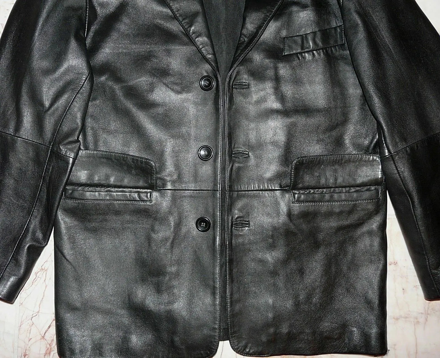 MENS BLACK LEATHER JACKET COAT  MEDIUM  'TERRITORY CLOTHING' CHEST 42" - 44" UK Territory Clothing Co.
