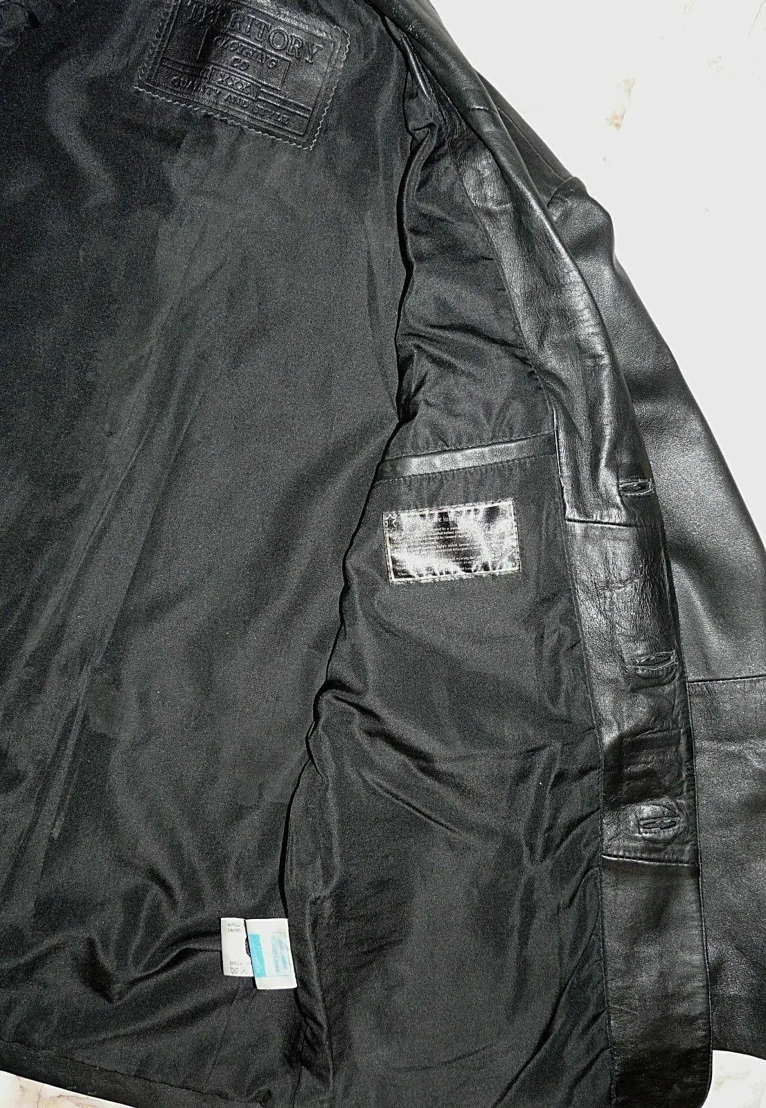 MENS BLACK LEATHER JACKET COAT  MEDIUM  'TERRITORY CLOTHING' CHEST 42" - 44" UK Territory Clothing Co.