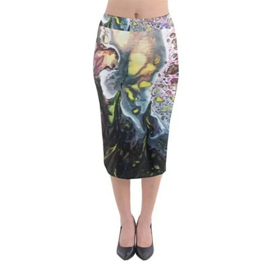 MOON SCAPExclusive Original Designer  Midi Pencil Skirt Size:Medium10-12uk wONKEYdONKEYbAZAAR