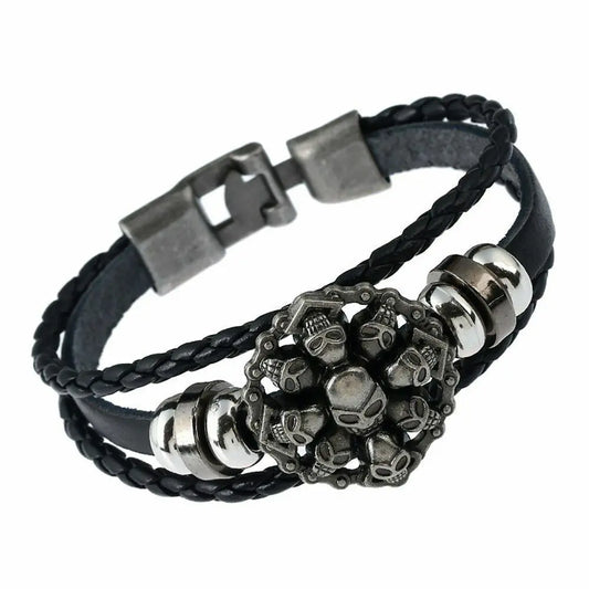 Men's Punk Skull Spider Death Leather Bracelet Rocker Buckle Bracelet Jewellery3 Unbranded