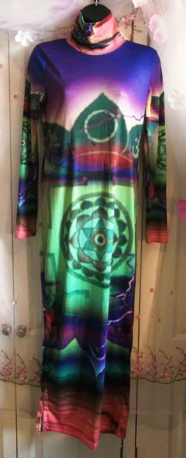 Moon Dharma Exclusive OriginalDesigner TURTLE NECK DRESS Size:Medium10-12uk Handmade-WonkeyDonkeyBAzaar