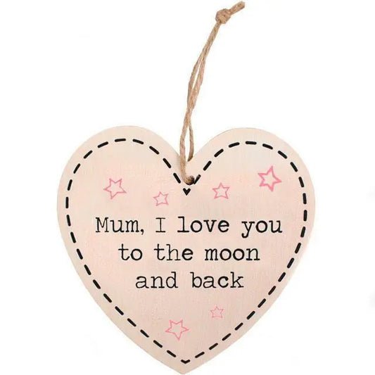 Mum, I Love You Shabby cHIC Hanging Heart Sign.H:12.00cm x W:11.50cm x D:0.50cm Shabby Chic