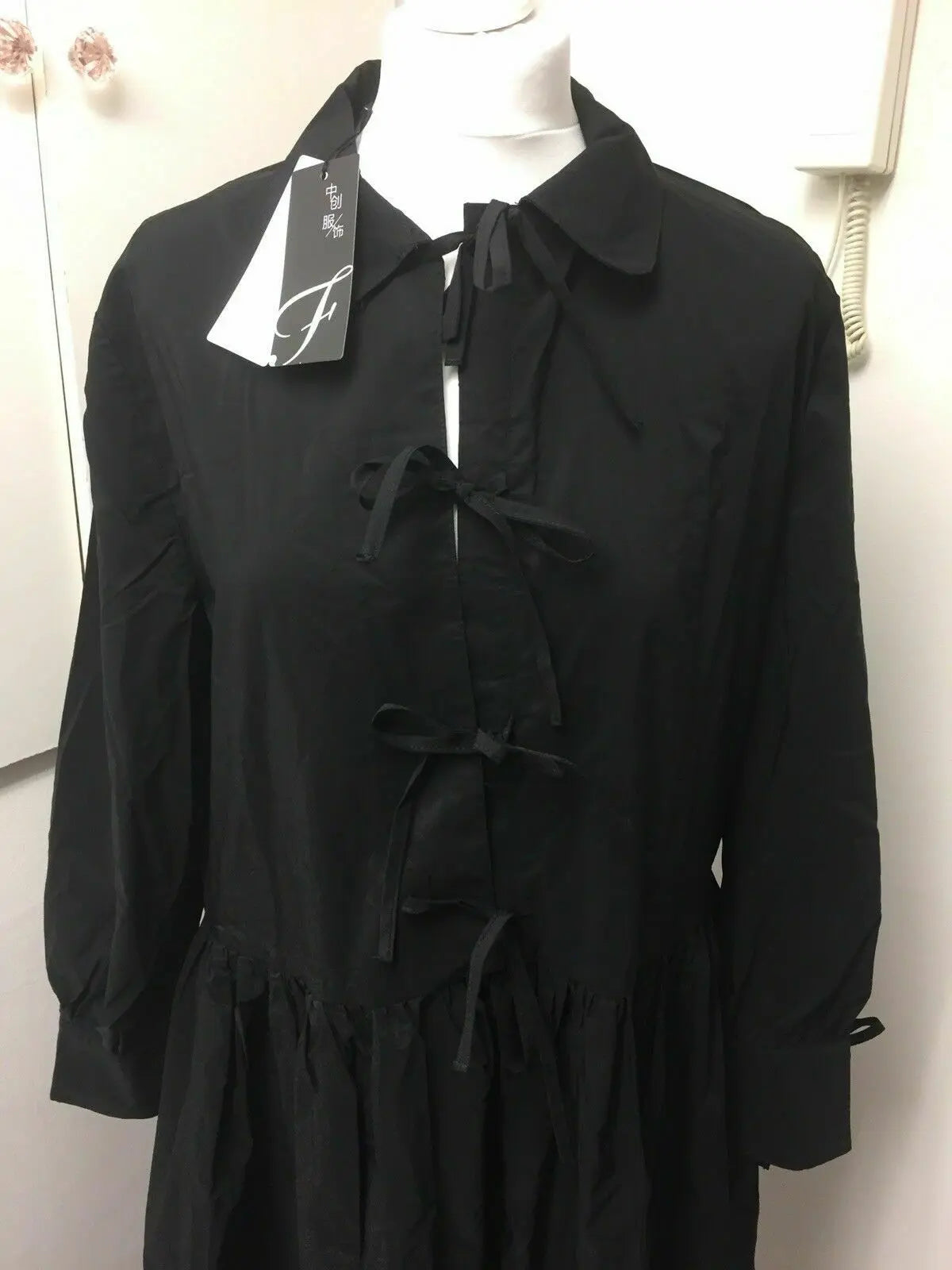 NEW Black Gothic Oversized Dress WITH TIES. UNUSUAL. COTTON Unbranded