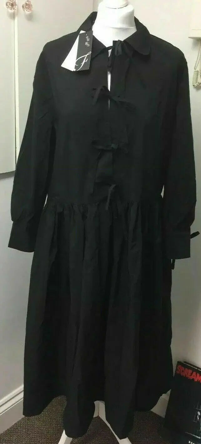 NEW Black Gothic Oversized Dress WITH TIES. UNUSUAL. COTTON Unbranded