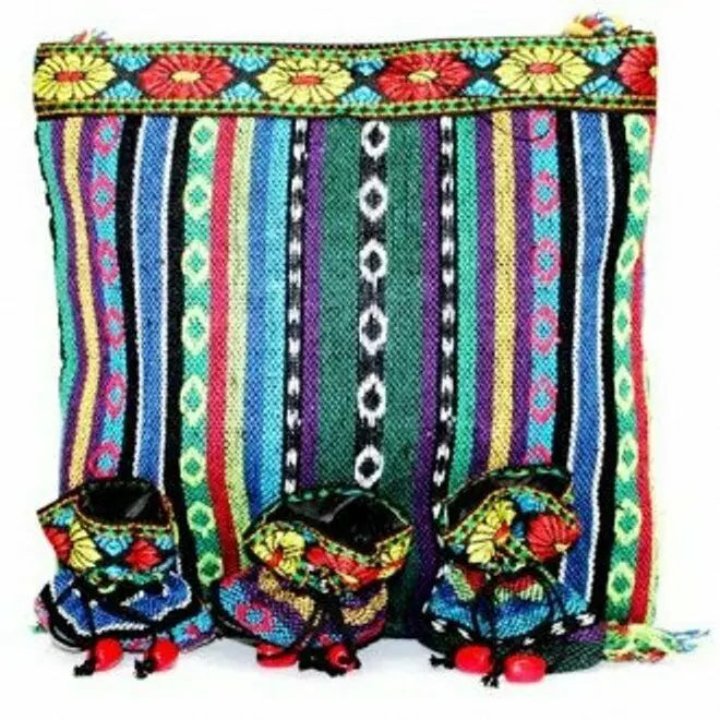 NEW bOHO/FESTI/HIPPY Tibetan Fringe Bag-Large & Three Pouch  27cm x 27cm, WONKEY DONKEY BAZAAR