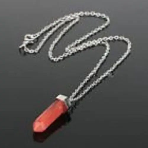Natural Gemstone RED ROCK QUARTZ Crystal Healing Chakra Reiki Silver Pendant = Unbranded