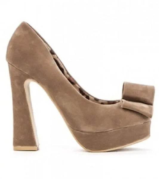 NewBitchin Suedette BlockHeel BowShoes-Punk/CosPlay/Fetishe/Burlesque.Size5Cream Unbranded