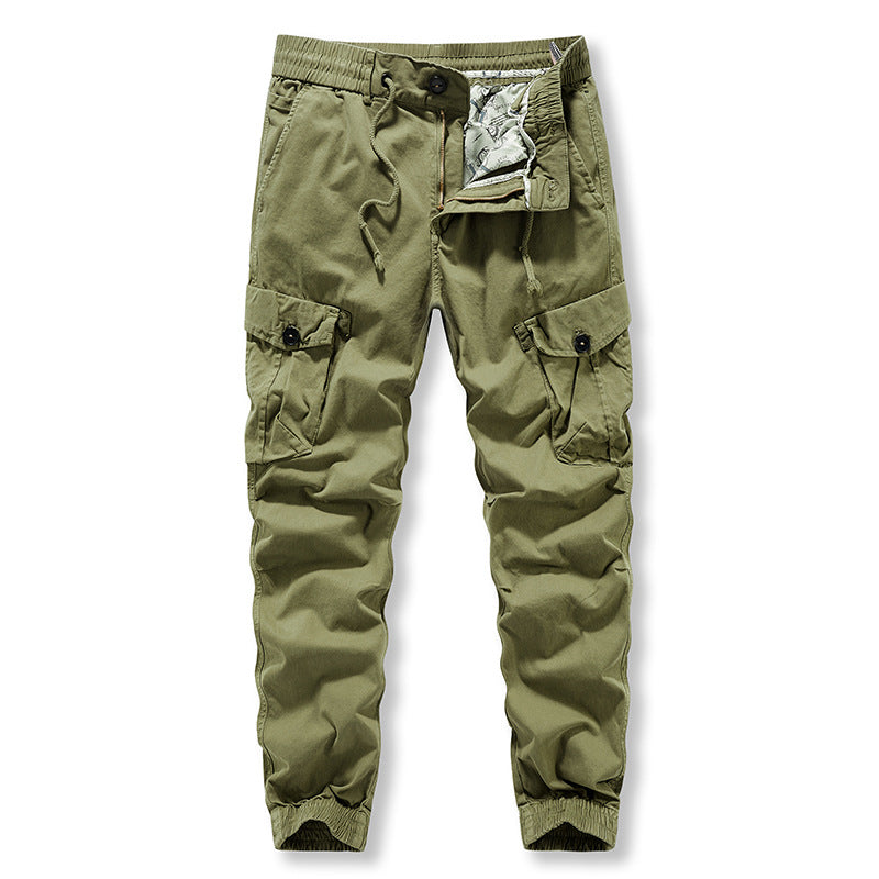 Multi bag overalls: Men's outdoor sports trend; versatile; washed solid color casual pants; pants FashionExpress