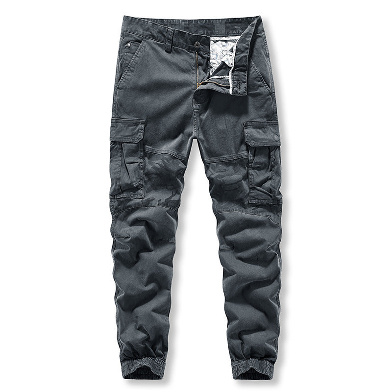 Multi Pocket overalls, men's outdoor sports trend, versatile, washed, spot color, camouflage casual pants FashionExpress
