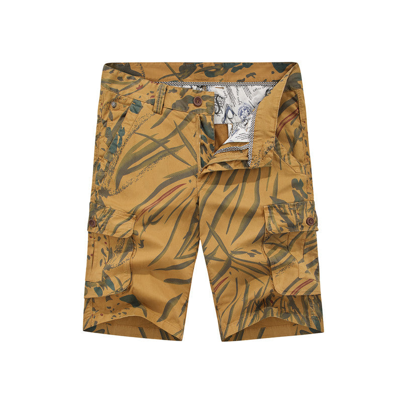 Khmer overalls shorts men's casual dynamic water wash camouflage Multi Pocket six point pants FashionExpress