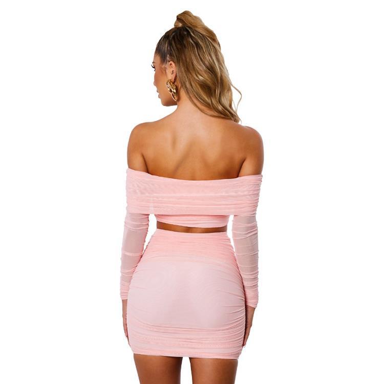Casual Off Shoulder Long Sleeve Skirt FashionExpress