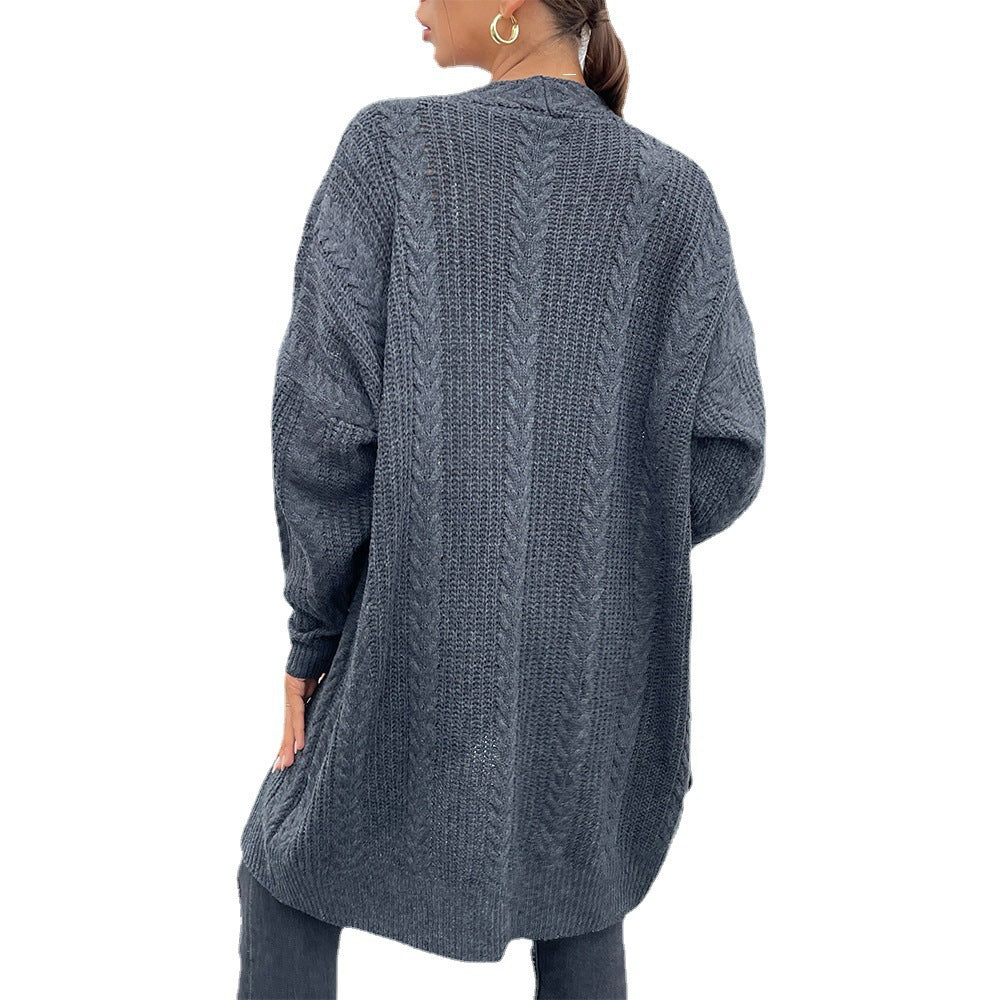 long sweaters 2021 autumn winter long sleeve Lapel coat new knitted cardigan popular FashionExpress