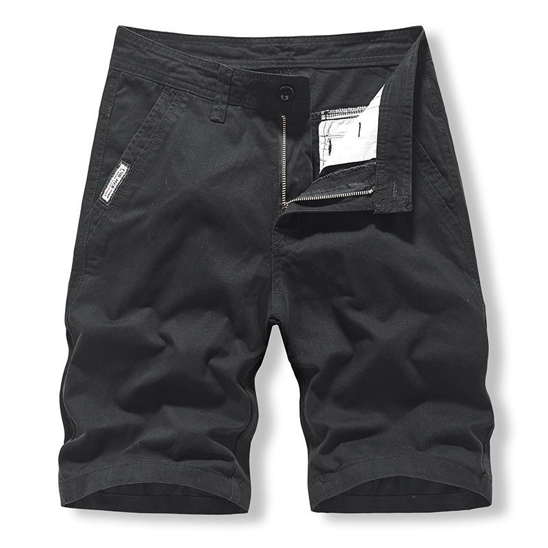 Casual Shorts: Men's fashion, classic, versatile, washed solid color, pure cotton overalls, sports pants FashionExpress