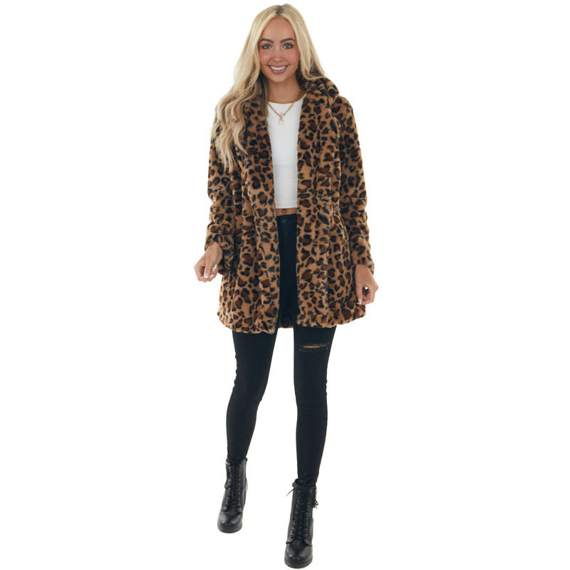 Leopard imitation fur loose fur jacket FashionExpress