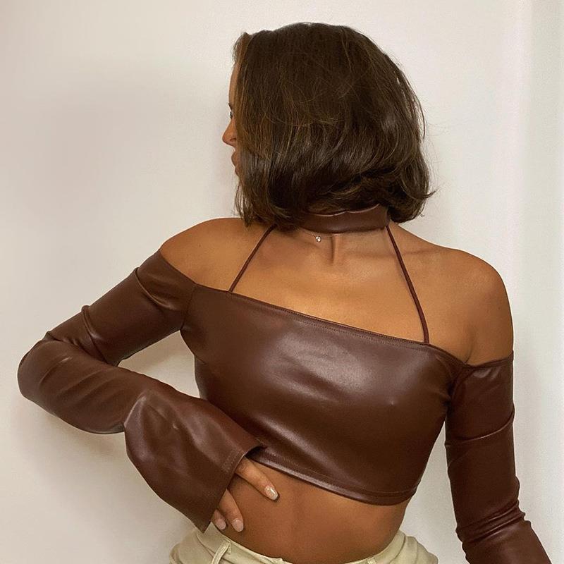 Long Sleeve Leather Top FashionExpress
