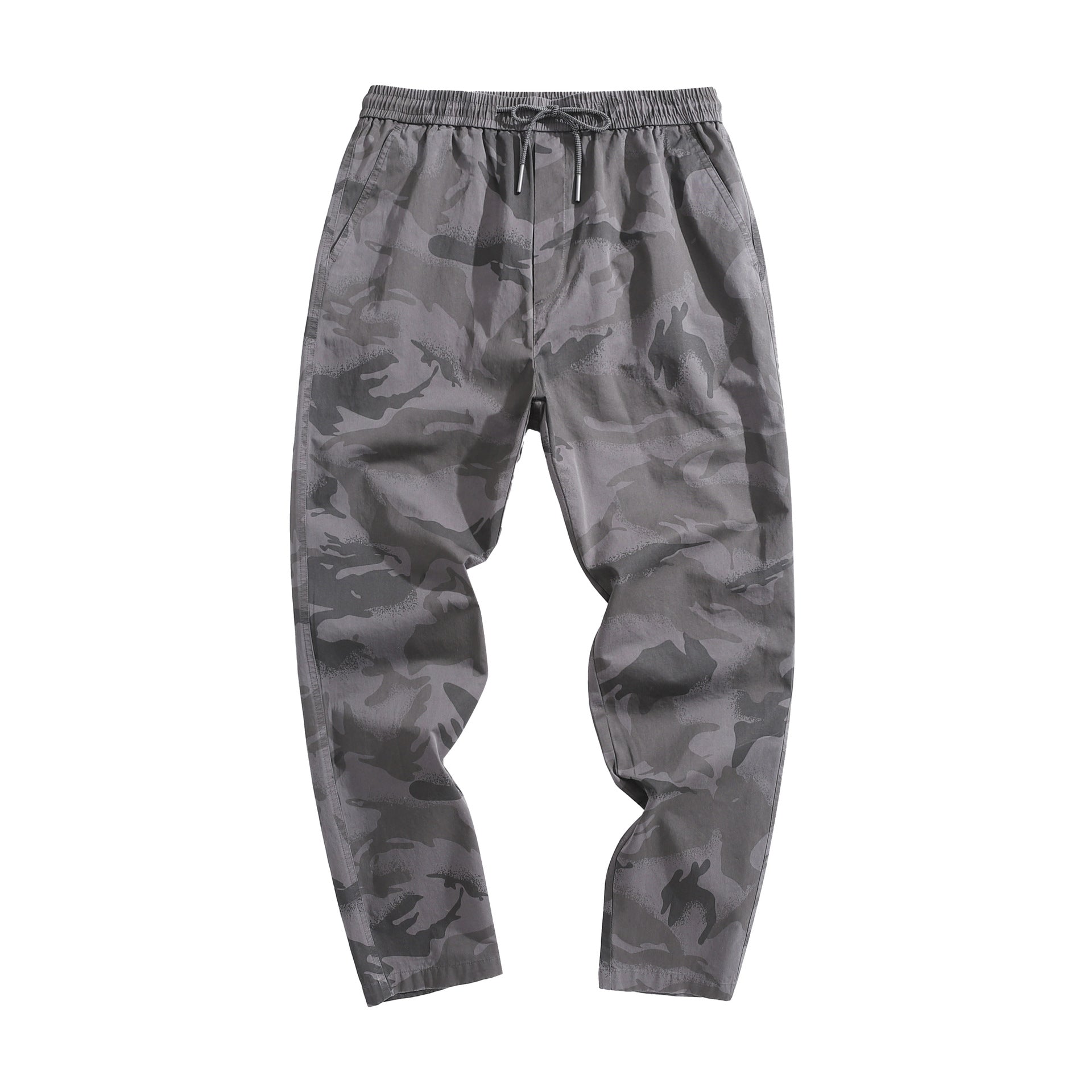 Camouflage overalls: Men's new fashion, washable, versatile, drawstring belt, flat mouth casual pants FashionExpress
