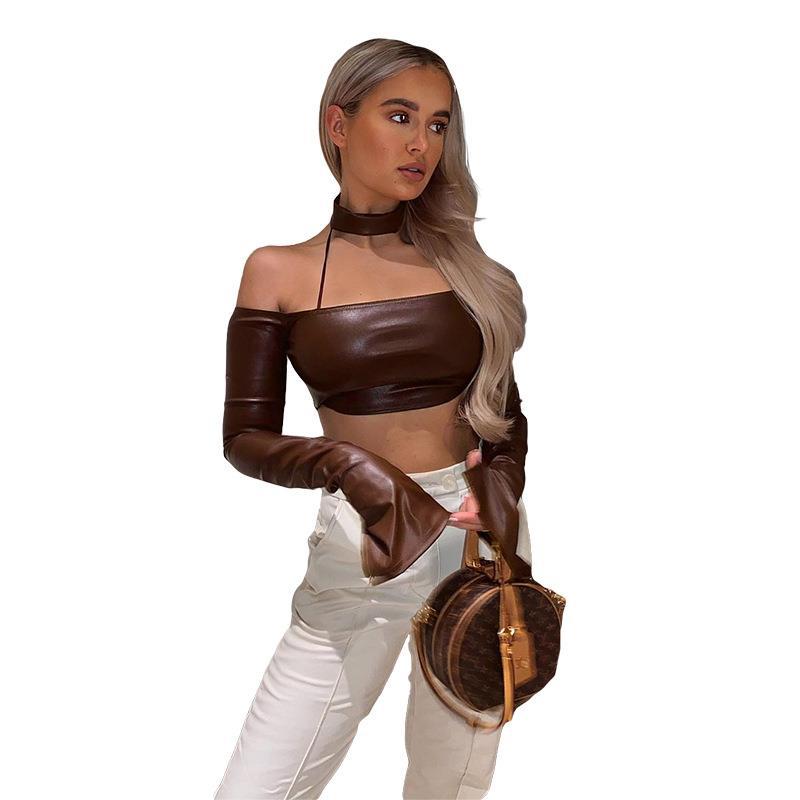 Long Sleeve Leather Top FashionExpress