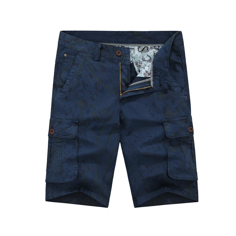 Khmer overalls shorts men's casual dynamic water wash camouflage Multi Pocket six point pants FashionExpress