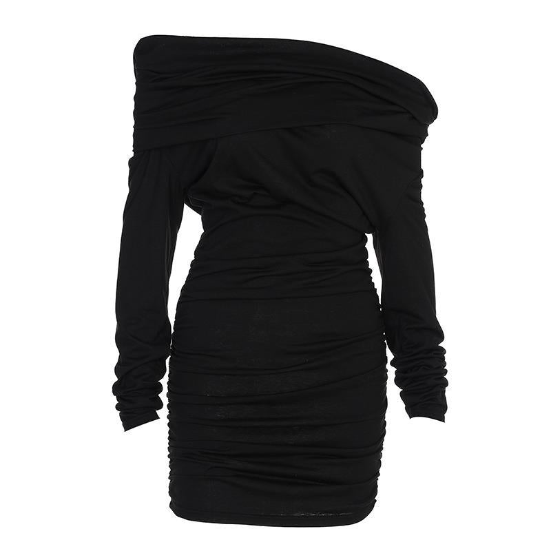 women's clothing 2021 new autumn and winter fashion hooded long sleeve slim wrinkled dress female FashionExpress