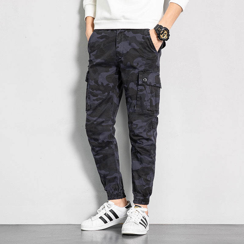 Men's overalls are fashionable and versatile. Large size washed camouflage multi bag casual pants FashionExpress