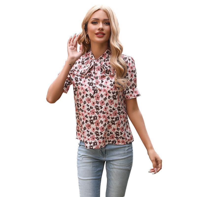 Flower Printed Short Sleeved Top FashionExpress