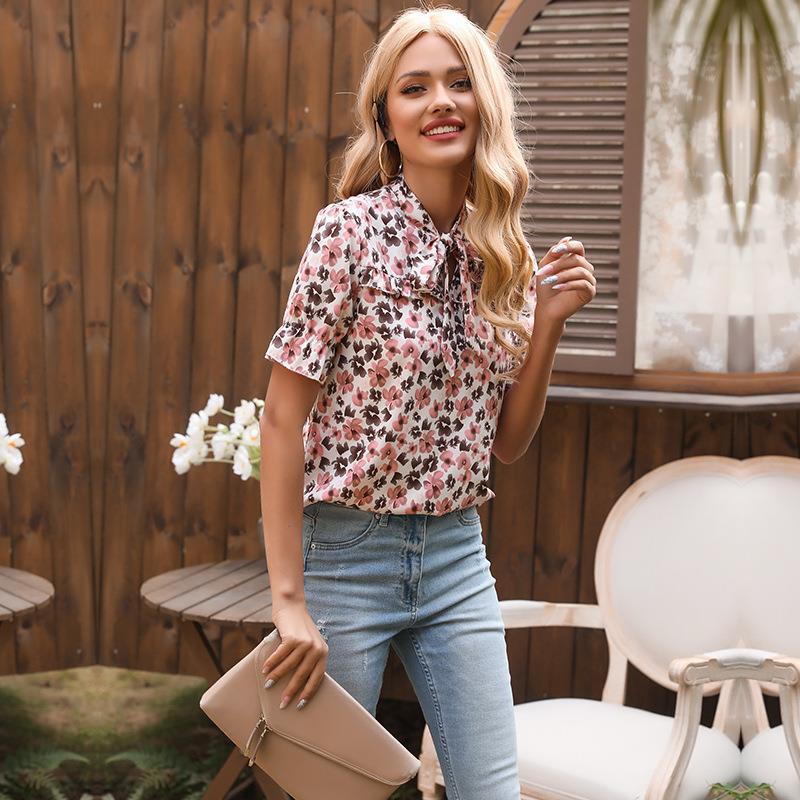 Flower Printed Short Sleeved Top FashionExpress