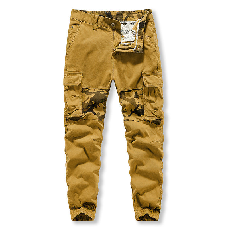 Multi Pocket overalls, men's outdoor sports trend, versatile, washed, spot color, camouflage casual pants FashionExpress