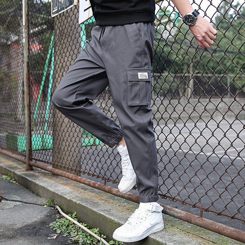 Pants: Men's fashion thin pure color leggings, fashion brand overalls, men's casual sports pants FashionExpress