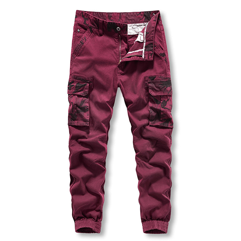 Casual pants: Men's work clothes trend, solid color, camouflage, Multi Pocket sports, washing work clothes FashionExpress