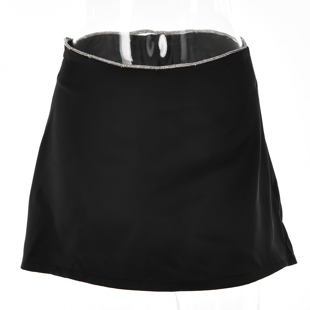 Spice Girls slim Rose Satin high waist lace up short skirt long sleeve cardigan two piece set for women FashionExpress