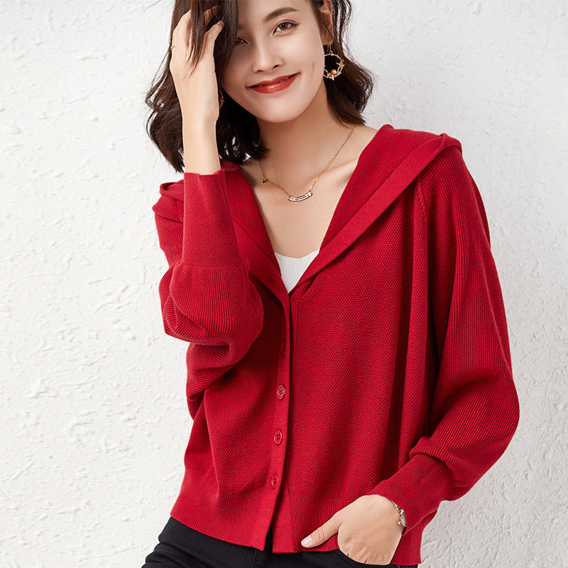 Large solid color knitted cardigan women's new autumn 2021 temperament loose lazy sweater coat women's top FashionExpress