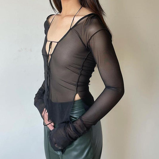 Long Sleeved V-Neck Crop Top FashionExpress