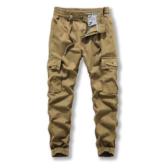 Casual pants: Men's new style overalls, trendy and versatile, washed pure cotton legged multi bag pants FashionExpress
