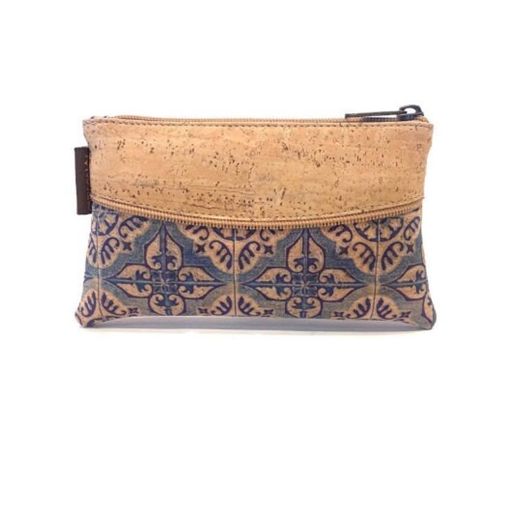 Cork Purse and Cosmetic Bag for Her, Vegan Leather Makeup and Toiletry Bag, Handmade Eco friendly Pouch Moddanio