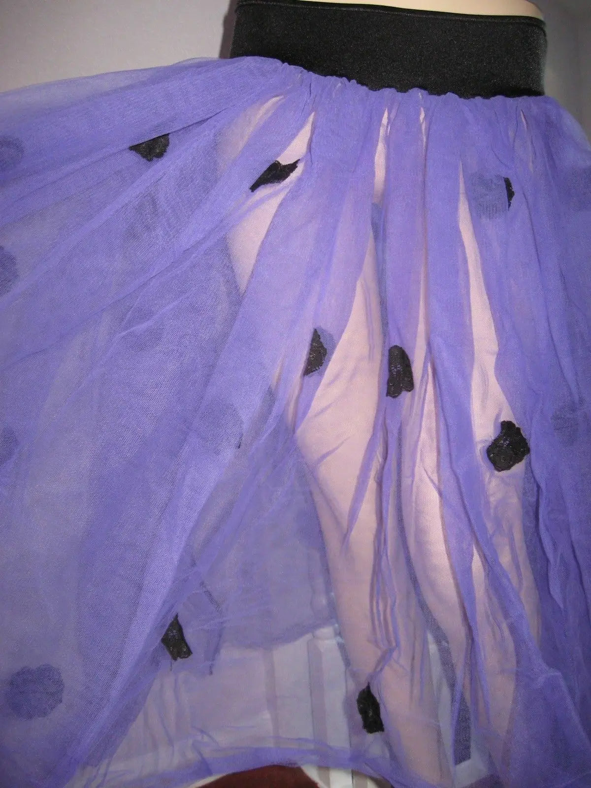 OOAK stunning  black purple floral long tutu skirt Goth Party Fairy size S/M Unbranded
