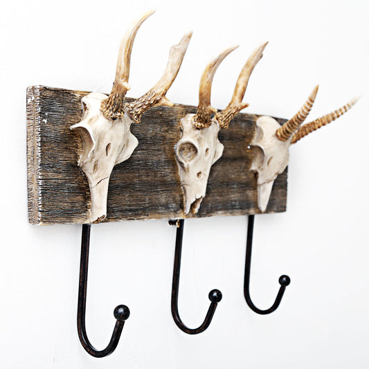 34cm 3 Hook Deer Skull Coat Rack Wonkey Donkey Bazaar